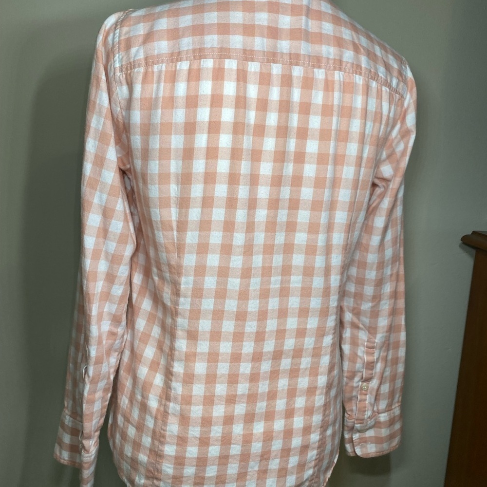 J.Crew Gingham Day to Night Button Up Peach White Preppy Classic Size S - Picture 6 of 7